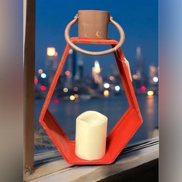 Other - Red Geometric Hanging Planter/Candle Holder